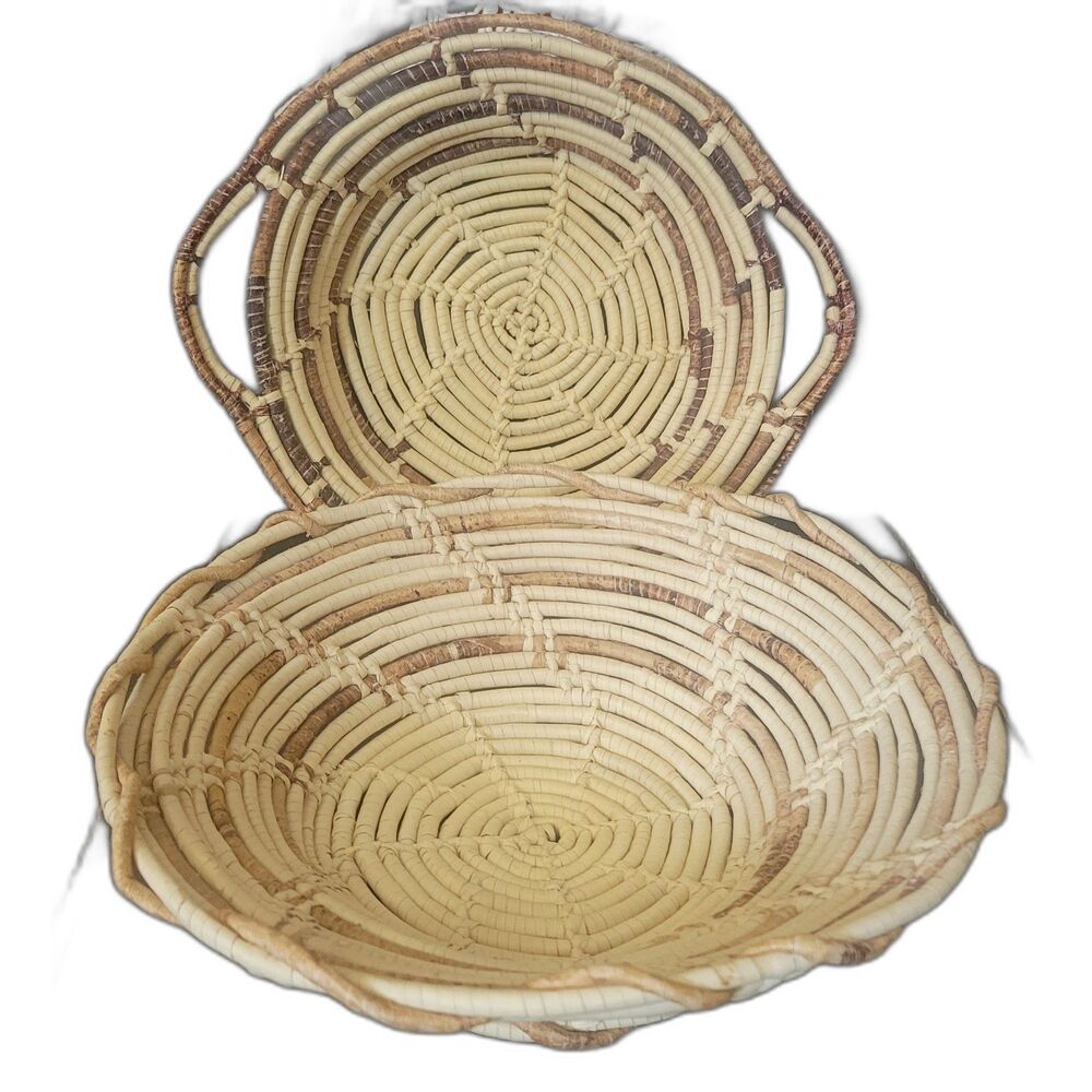 Decorative Handwoven Coil Baskets - Set Of 2